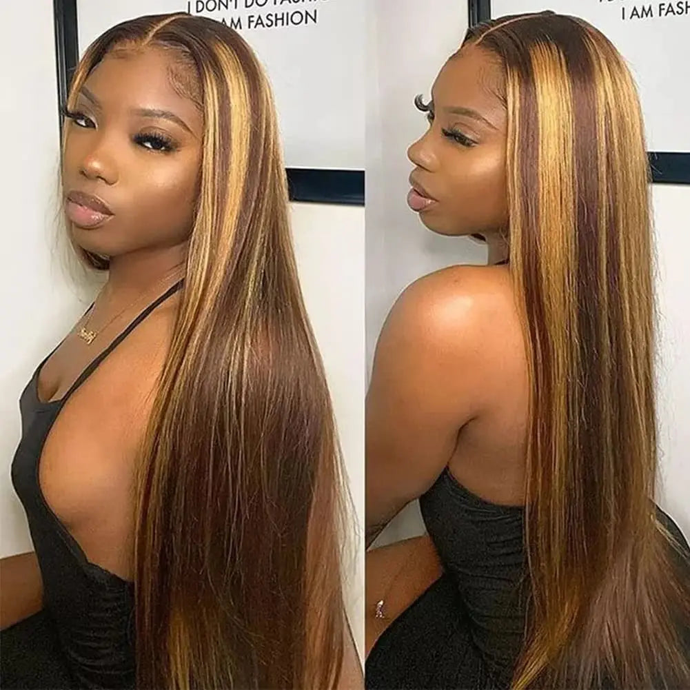 P4/27 Color Highlight Wigs 13x4 Lace Frontal Wig For Women Straight Lace Front Human Hair Wigs Preplucked Wig 100% Human Hair