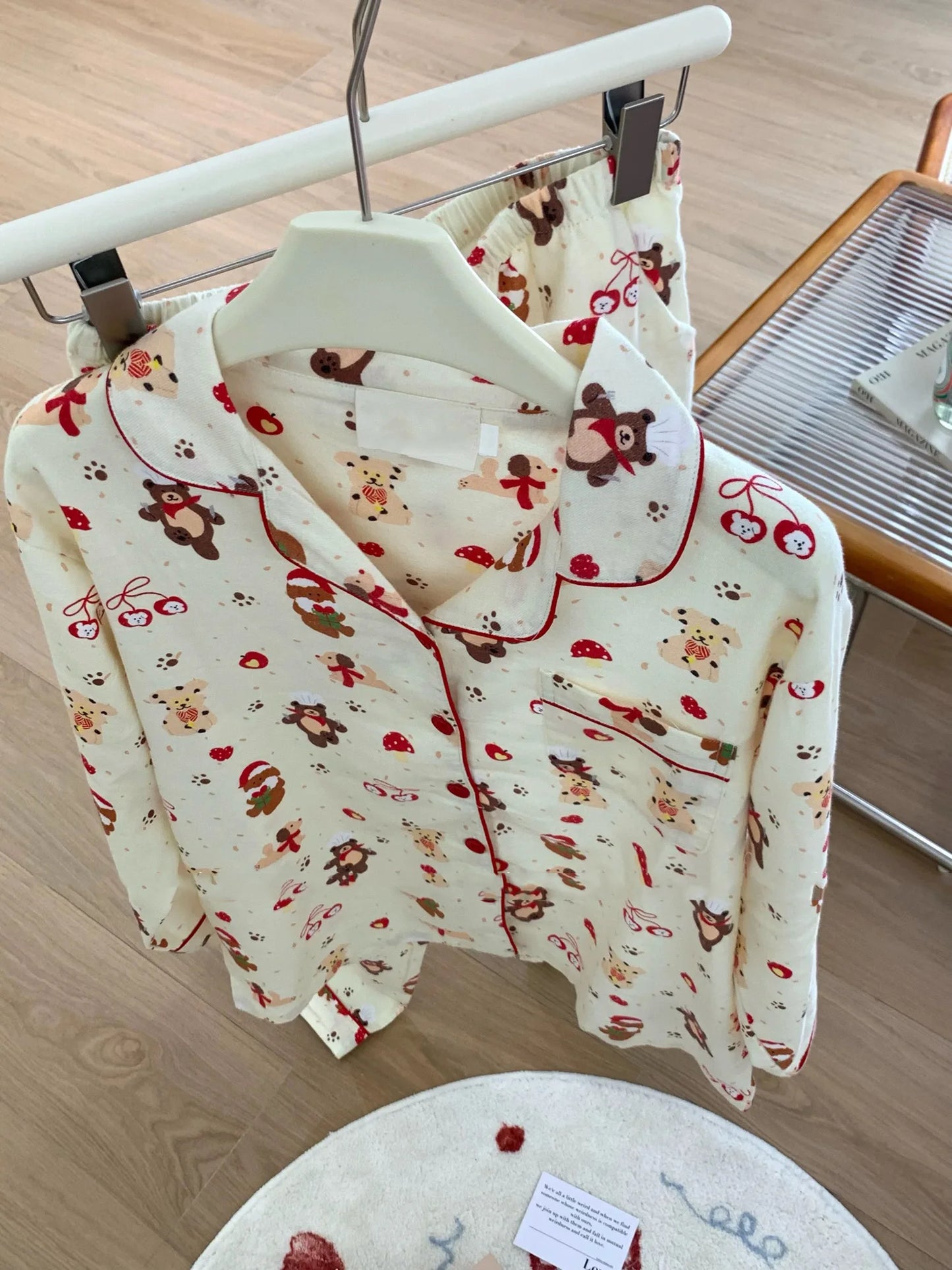 Christmas PJ Set Women Autumn Female Homewear Long Sleeves Button Sleepwear Pajamas Pants Pajama Sets Kawaii Y2K Girls Nightwear