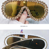 Oversized Punk Rhinestones Sunglasses Women 2024 Luxury Brand One-Piece Y2K Sports Sun Glasses for Lady Steampunk Eyewear UV400