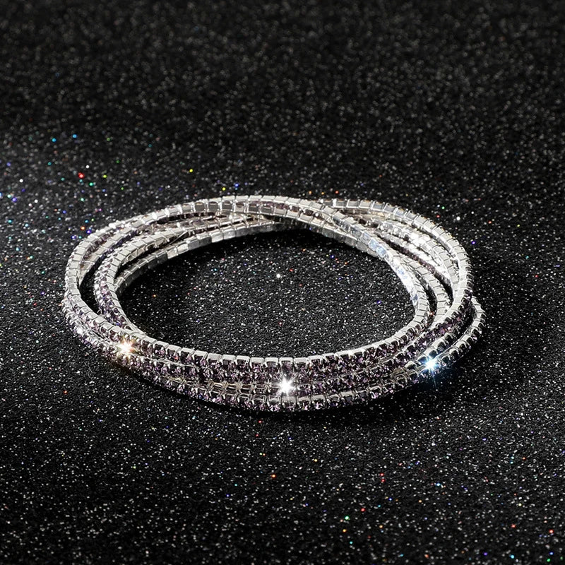 5Pcs/Lot Elastic Crystal Bracelets 2mm Charming Gold Color Crystal Rhinestones Metal Bangle Bracelet Jewelry DIY Gift