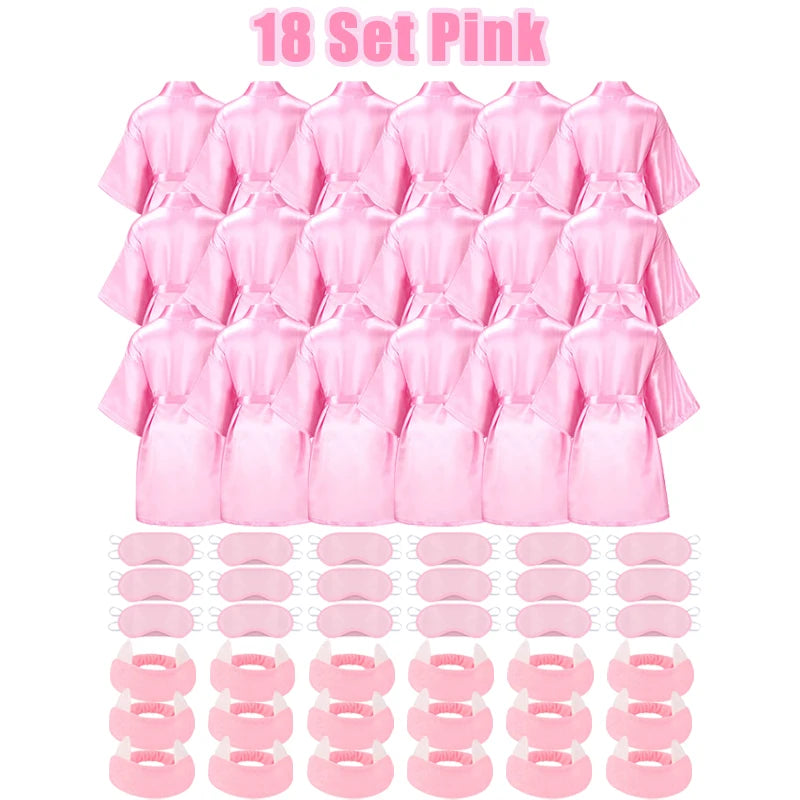 10/12/15/18 Sets Spa Party Favors Robe for Girls Kids Birthday Kimono Robe Satin Robe for Slumber Party DIY Birthday Squad Robes