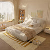 King Size Upholstered Platform Bed with Oversized Padded Backrest Headboard, Luxury Soft Cloud Bed Frame for Bedroom