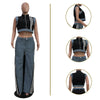 2 Pieces Women's Sets 2025 Spring Summer Denim Sleeveless Suit Tops And Wide Leg Pants Suits Two Piece Set Tracksuit Outfit
