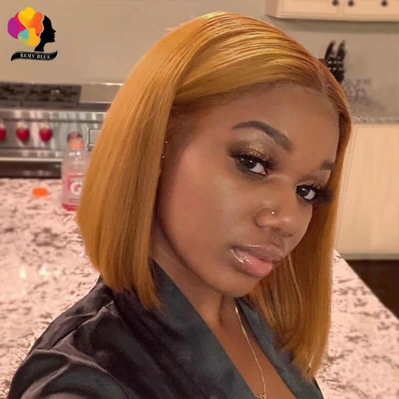 Burgundy Bob Wig Lace Front Human Hair Wigs Pre-Plucked 99J Red Blonde Colored Straight Human Hair Wigs 13x1 Lace Front Wig