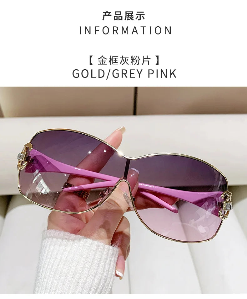 New Fashion Y2K Sunglasses Women's Integrated Surround Sun Glasses Retro Brand Designer Women Eyewear UV400 Oculos De Sol