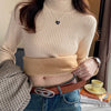 Women's Turtleneck Sweater Winter 2025 Retro Red with Velvet Lining Thickened Inner Wear Thermal Knitting Bottoming Shirt