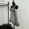 Sweet Sexy Irregular 2 Piece Set Women Chic Plush Patchwork Slim Tops Mini Skirt Suit Korean Y2k Aesthetic Lolita Style Outifits