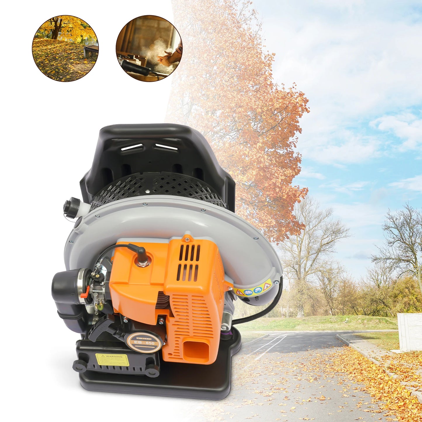 65CC 2 Stroke Petrol Backpack Leaf Air-cooled Blower Commercial Garden Yard Tool 2.7 kw 6800r/min