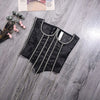 Women's Evening Corset Rhinestone Lace-up Corset Underbust Mesh Bustier Crop Top Bodices Sexy Lingerie Women Body Shaper