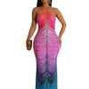 New Gradient Rhinestone Tie Dye Print Halter Mermaid Long Dresses Women Backless Sleeveless Slim Birthday Party Prom Vestidos