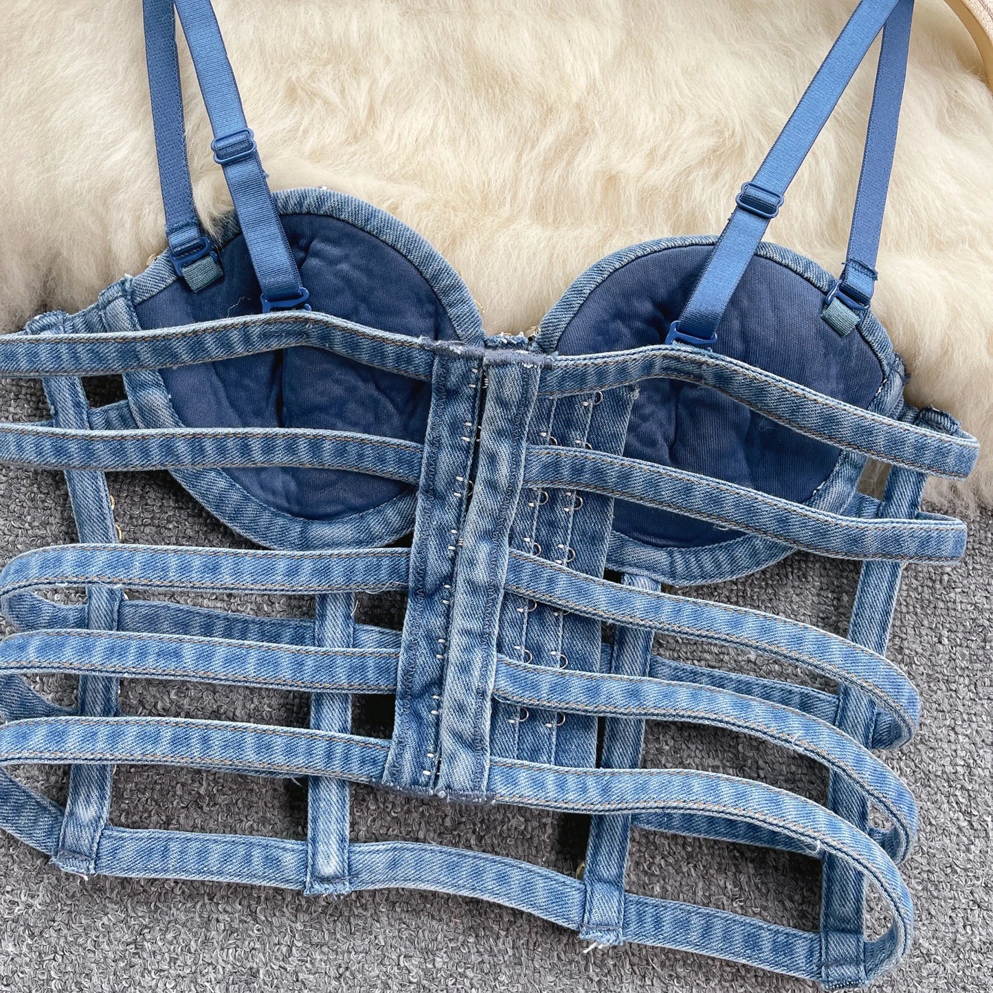 Streetwear Diamonds Denim Vest Female Bra Sleeveless Backless Sexy Summer Tank Tops For Women Camisole y2k Crop Top 2025
