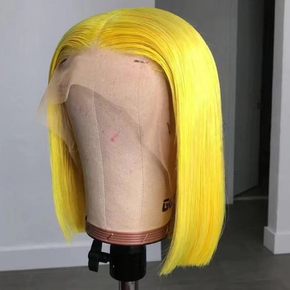 WIF Short Bob Straight Colorful Hair Synthetic Wig Highlight Orange Straight Bob Pink Hair Lace Front Wigs Cosplay Makeup Use