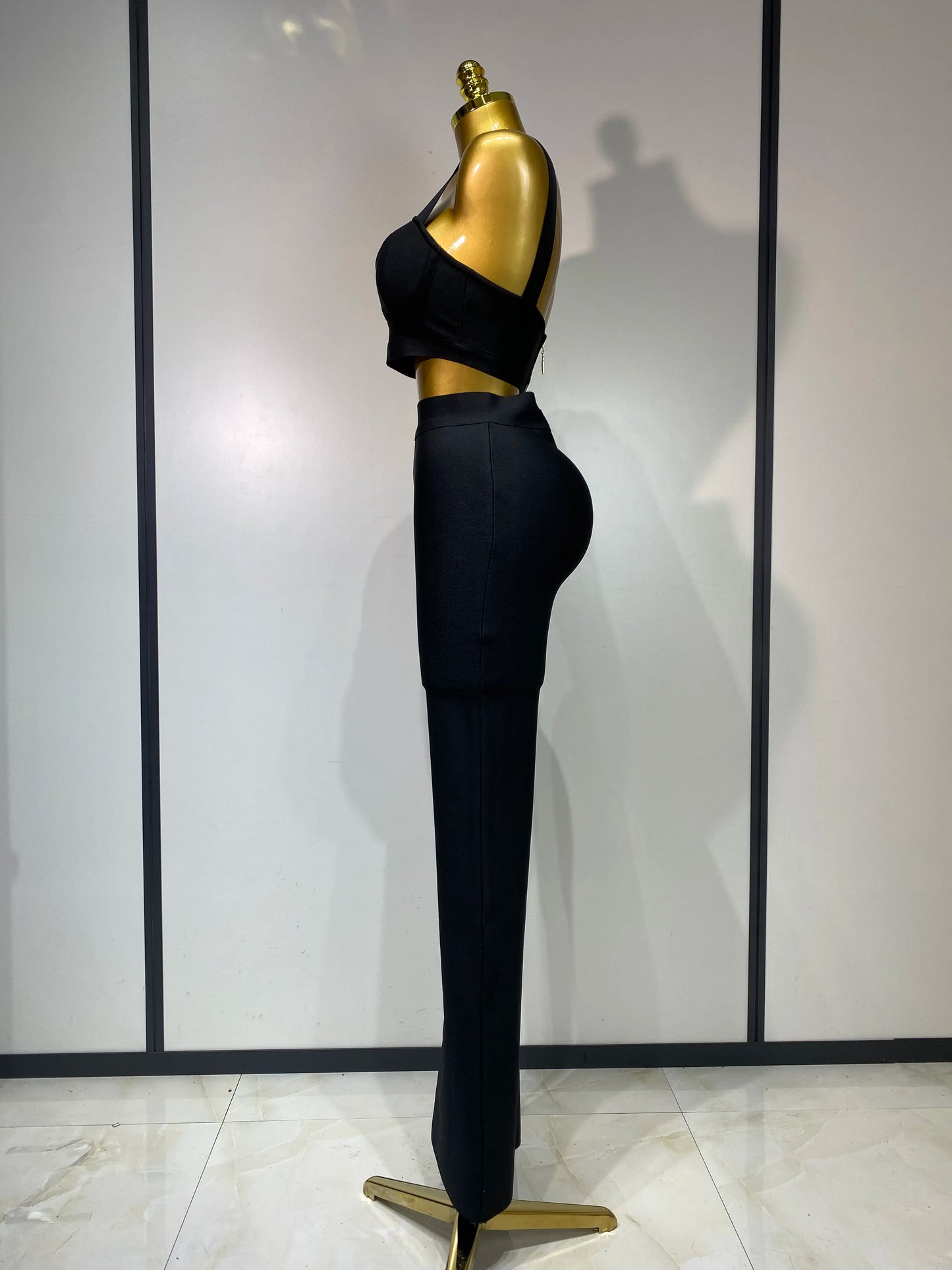 High Quality Elegant Bandage Top Pant Set Women Sexy Evening Party Nightclub Luxury Birthday High Street Fashion Two Piece Set