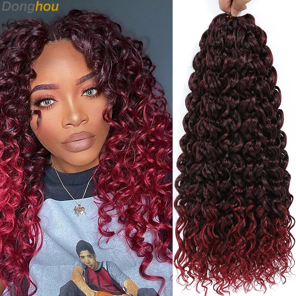 Beach Curl Crochet Hair Gogo Curl Crochet Hair 18 Inch Ombre Brown Blonde Bug Ginger T30 Synthetic Deep Wave Twist Crochet Braid