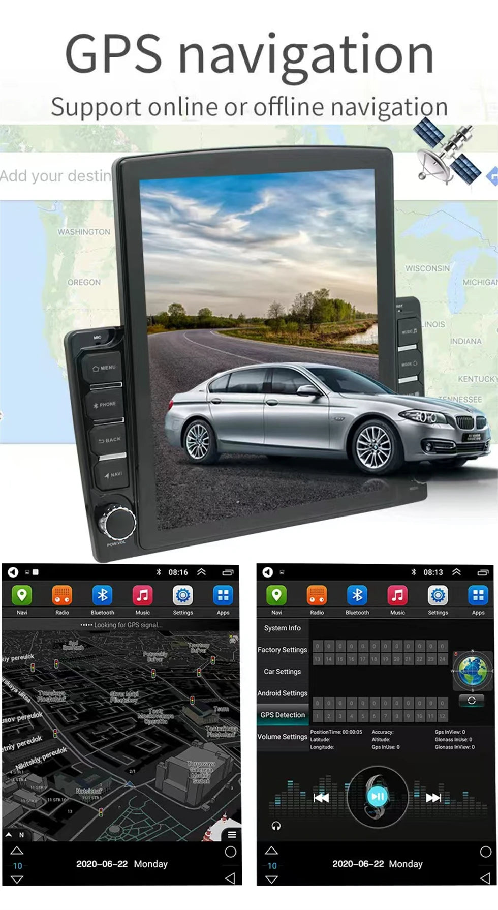 For Tesla Style 2 Din Android 14 Car Radio For Nissan Hyundai Kia Toyota Multimedia Video Player Navi Stereo Carplay Mirror link