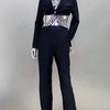 2024 New Arrival Black White Women Long Sleeve Sexy V-Neck Bodycon Bandage Set Shinning Crystal Nightclub Party Women's Set