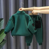 Autumn and Winter Boys' Baby Plush Set New Handsome Children's Sports and Leisure Hoodie and Pants Boys' Two Piece Set