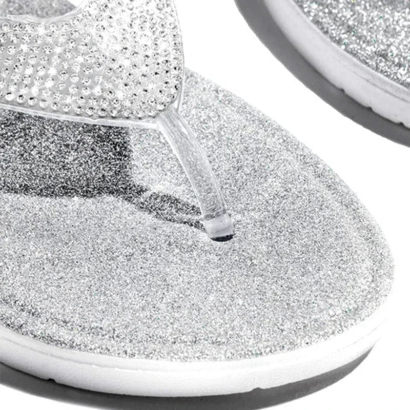 2024 Women Flip Flop Slippers Slides Bling Rhinestone Ladies Shoes Casual Summer Flat Female Crystal Glitter Woman Plus Size 43
