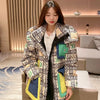 2023 European Station Winter New Down Jacket Women's Warm Fashion Short Color Patchwork Graffiti thick White Duck Down Coa