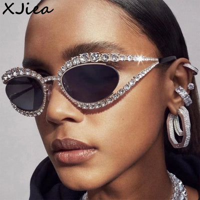XJiea 2024 Designer Rhinestone Sunglasses For Women Luxury Brand Fashion Steampunk Men Eyeglasses Party Beach Shades Accessory