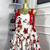 CM.YAYA Women Floral Printed Flare Sleeveless Bow Strap Belt Mini Dress 2025 Evening Sexy Beach Party Birthday Street Dresses