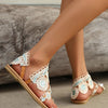 Sandals Women's Floral Pattern Hollow Out Toe Post Lace Flower Sandals Roman Style Open Toe Flat Shoes Women's Sandals