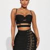 Women Celebrity Sexy Cut Out Mental Black White Mini Bodycon Bandage Skirt Set 2023 Elegant Evening Birthday Club Party Outfits