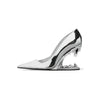 Women's New Pointed Shallow Mouth Metal Fabric Tiger Teeth Slope Heel Shoes Large 43
