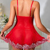 Short Sexy Deep V Women's Nightgown Embroidered Dress Fashions Pajamas Free Thong Night Sleepwear Suspender Baby Doll Lingerie