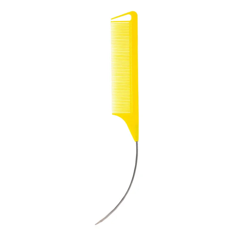 Plastic Heat Resistant Anti-Static Braiding Rat Tail Curved Steel Needle Parting Comb Professional Hairdressing Hair Accessories