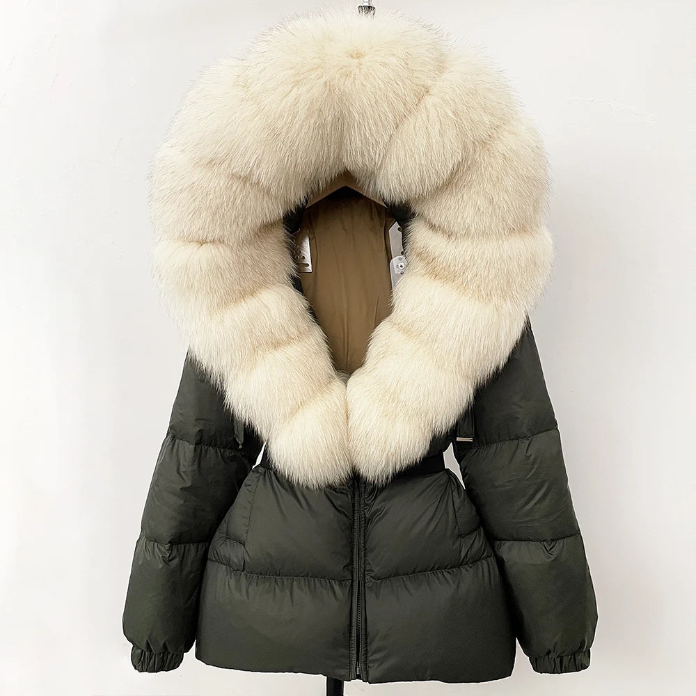 OFTBUY 2025 Winter Clothing Puffer Jacket Women Real Fox Fur Hooded Thick Warm 90% White Duck Down Coat Female Parkas Waterproof