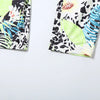 Insglas Print Jumpsuit Women Casual Colorful  Short Sleeve Summer Activity o-Neck Skinny Stretch Fitness Soft Street Overalls