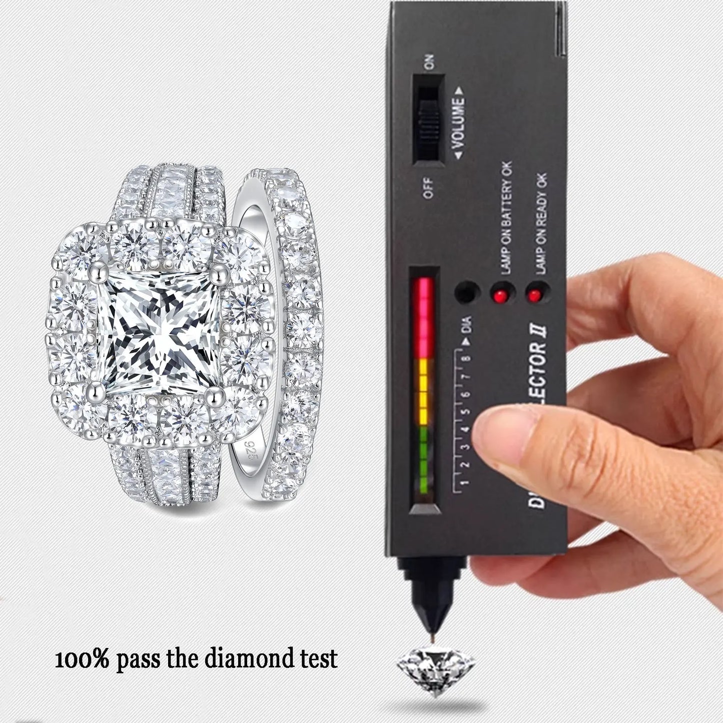 Newshe Original 925 Silver Moissanite Rings with GRA Certificate D Color VVS1 Diamond Wedding Ring Set for Women Luxury Jewelry