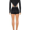 Women Sexy Rompers V-Neck Mesh Rhinestone Skinny Long Sleeve Playsuits