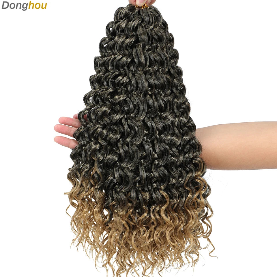 Beach Curl Crochet Hair Gogo Curl Crochet Hair 18 Inch Ombre Brown Blonde Bug Ginger T30 Synthetic Deep Wave Twist Crochet Braid