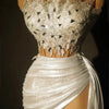 Gold Color Women Sexy 2 Pieces Strapless Bodycon Mini Dress Bar Singer Nightclub Party Celebrate Birthday Dress Wholesale