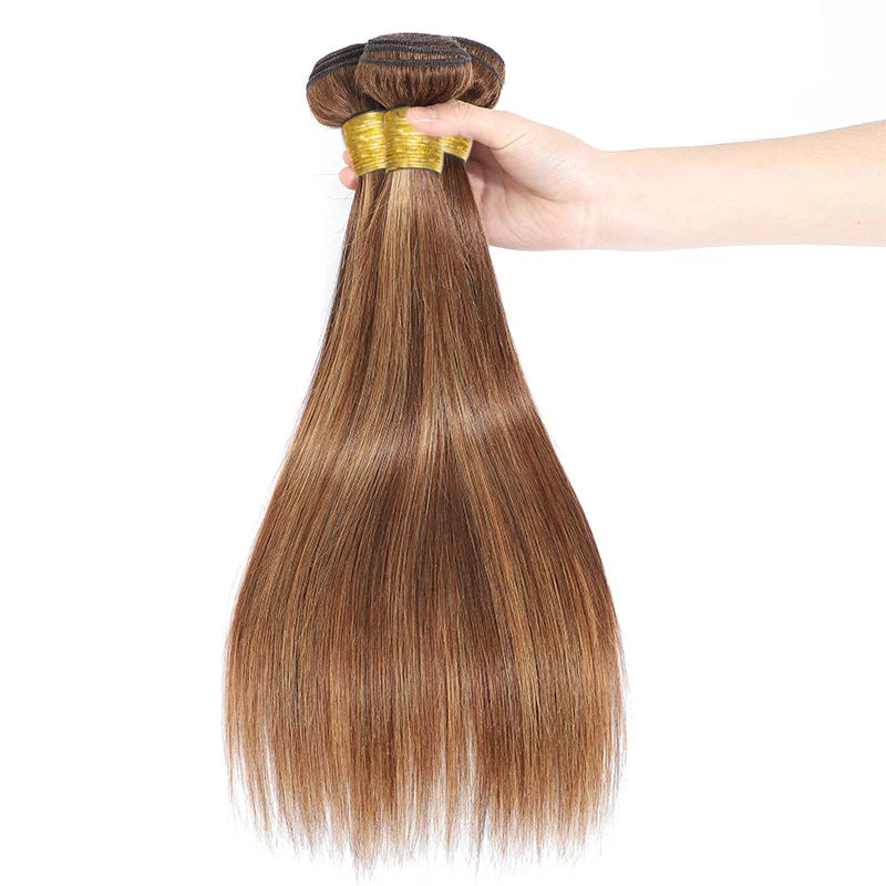30 inch Honey Blonde Highlight Bundles Human Hair Straight  P4/27 Brazlian Hair Weave Colored Hair Bundles for Women 100g/pc