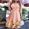 New Womens Dress Clothing Printing Suit Collar Tie Dress
