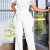 Mlaiscsr Elegant White Jumpsuits with Sashes Club Outfit for Women Lace Patchwork Short Sleeve Birthday Party One Piece Rompers