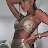 BEAUKEY Sexy Short Metalic HL Bandage Crop Top Women Vest Gold Silver  XL Camis Bodycon Club Party Tank Top  Wholesale