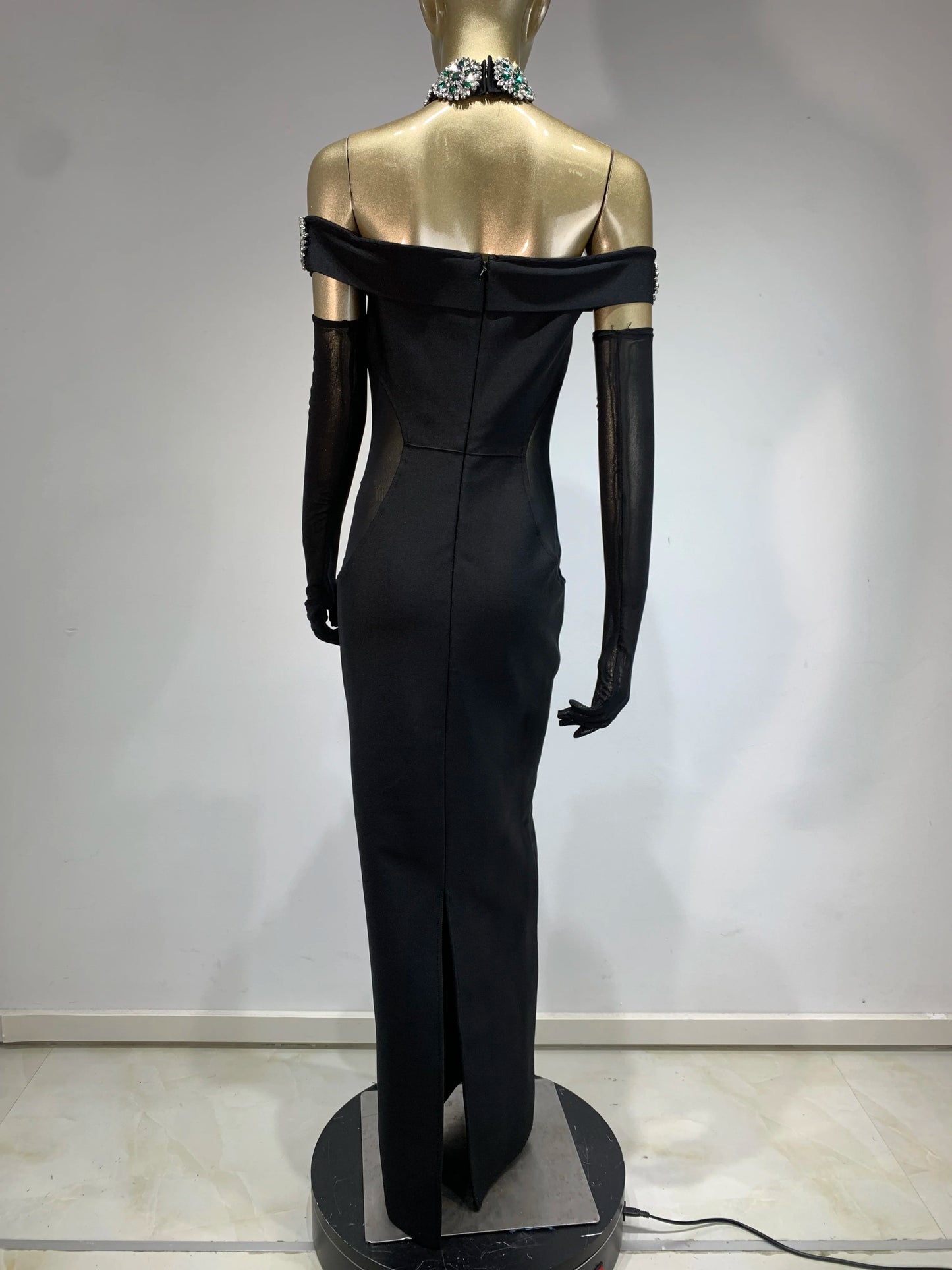 Summer Bandage Dress 2024 Women Celebrity Sexy Diamonds Crystal Black Maxi Long Bodycon Elegant Evening Club Party Dress
