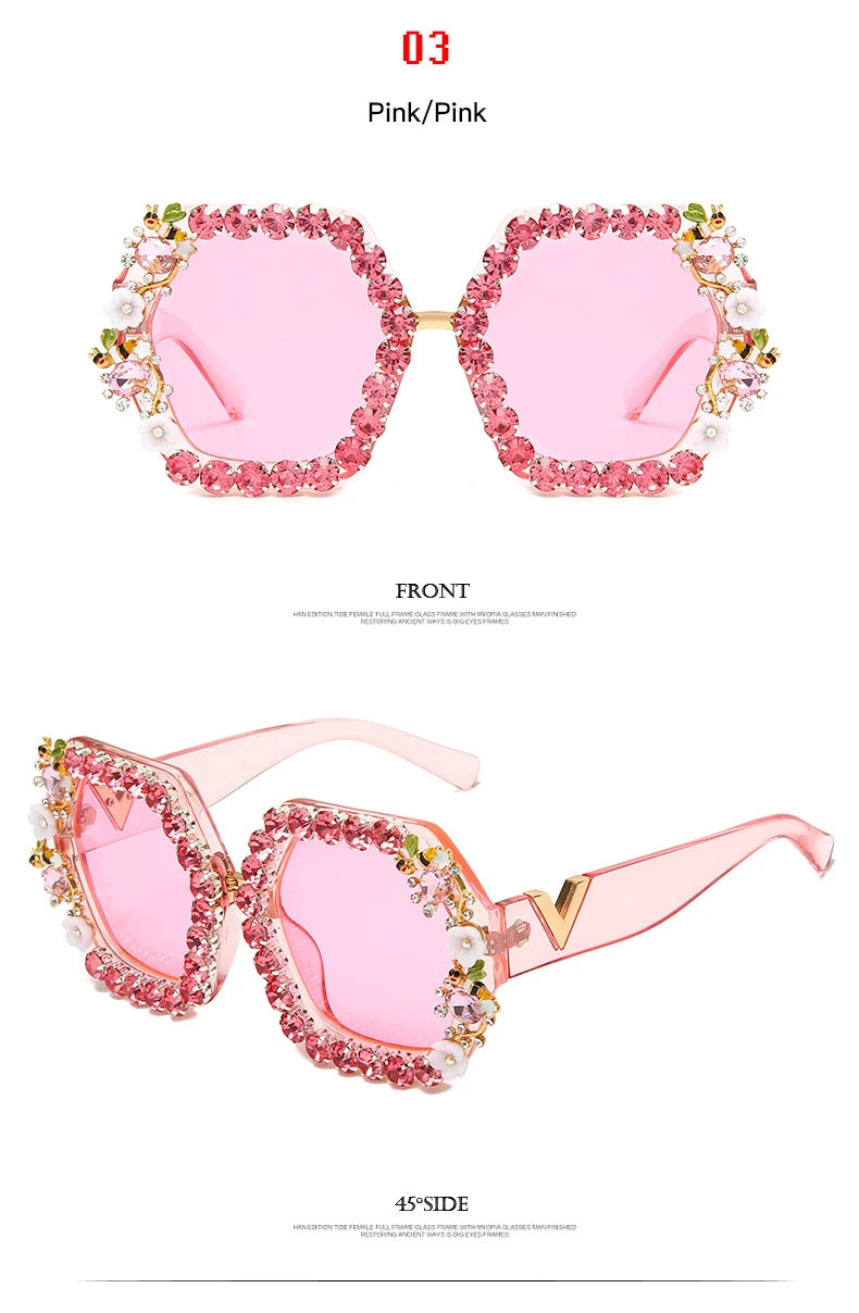 Stylish Diamond Blingbling Sunglasses For Mens Women With Bee 2022 Luxury Brand Designer Rhinestone Sexy SunglassesWomen
