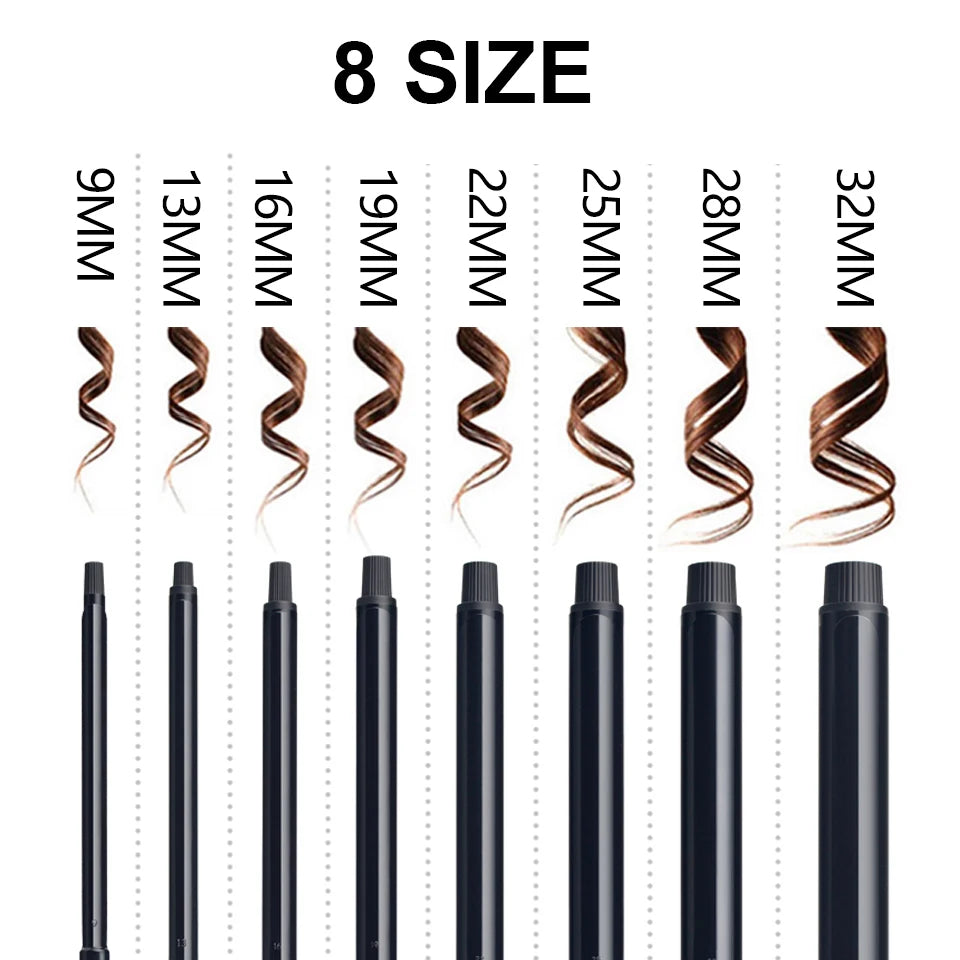 Professional Rotating Curling Iron Hair Curling Roller Nano Titanium Black Hair Curler With 230 Degree