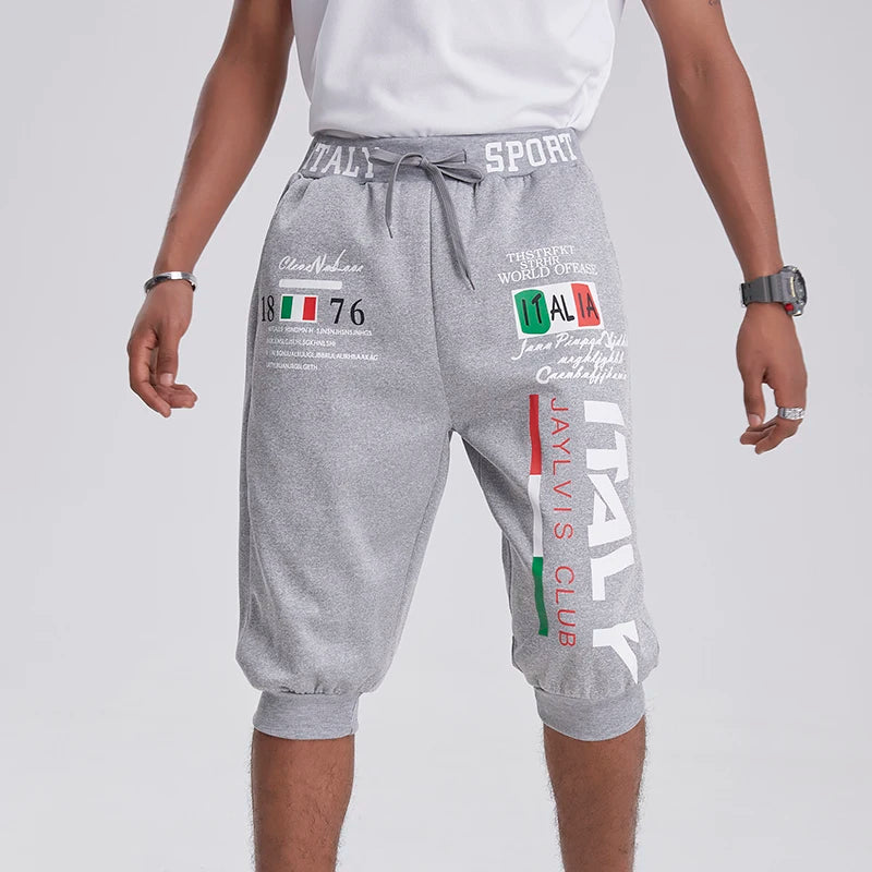 Mens Summer Shorts Elastic Drawstring Waist Lightweight Breathable Quick-Dry Sports Cropped Pants for Basketball Fitness Running