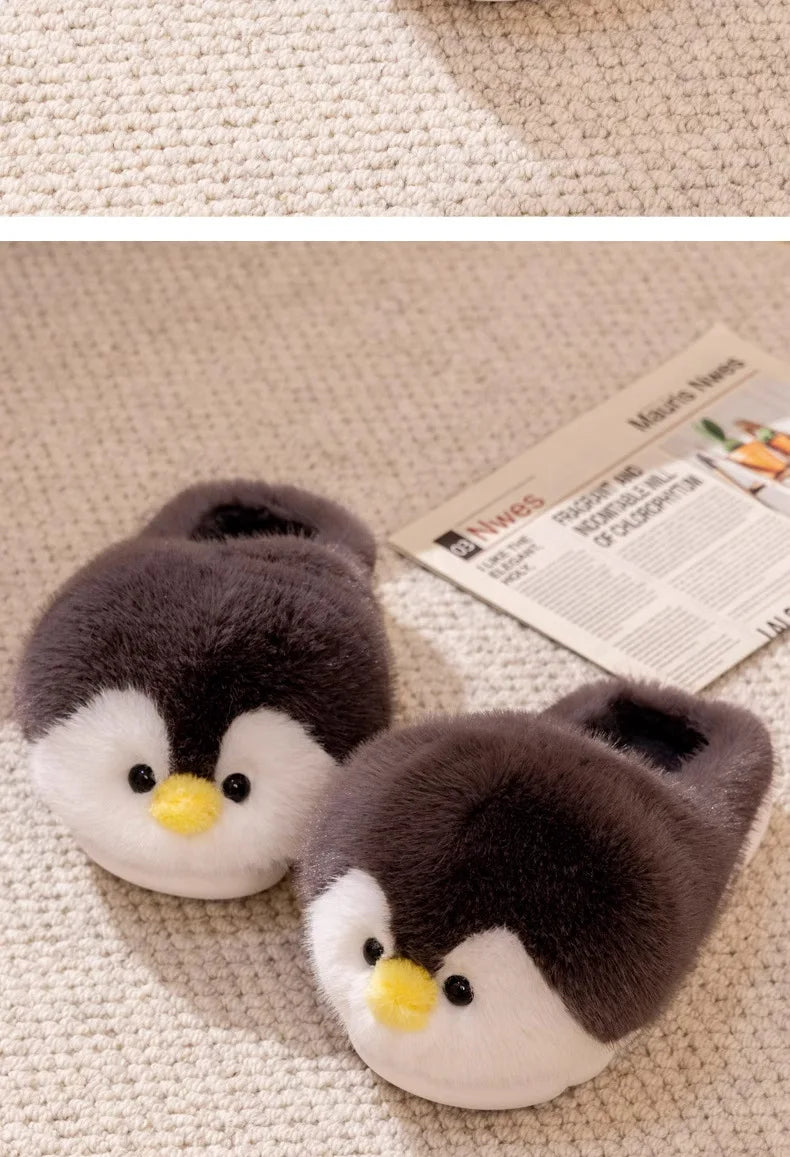 Funny Fuzzy Penguin Slippers Girls Novelty Indoor Shoes Women Soft Furry Slippers Female Plush Home Shoes Animal Flip Flops