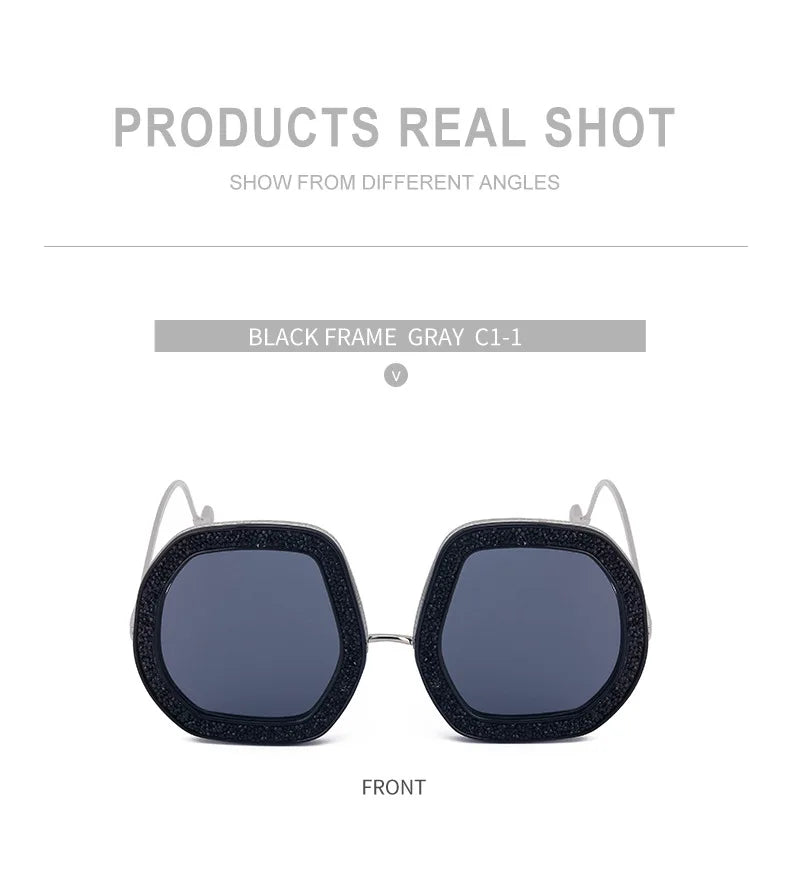 Oversized Luxury Diamond Shiny Sunglasses Women Irregular Round Crystal Sun Glasses Men UV400 Shades Eyewear Polygonal Sunglass