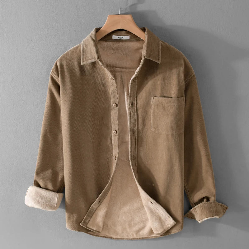 New Designer Italy Quality Brand Shirts For Men Fashion Cotton Corduroy Warm Long-sleeve Thickened Plus Size Top Clothes Camisa