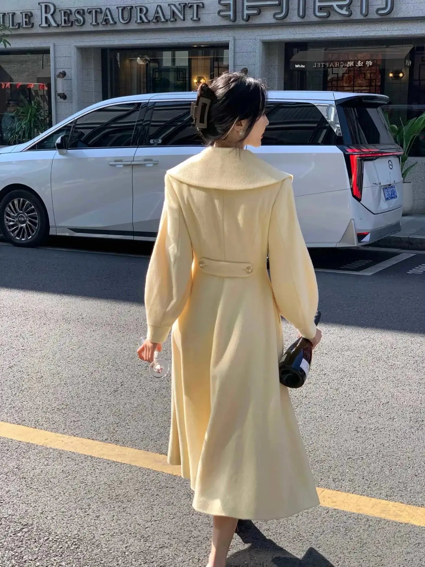 Plus Size 2024 Autumn/Winter New Style French Vintage Tweed Large Lapel Woolen Overcoat Long Sleeve Double Row Button Overcoat