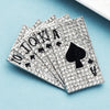 SKEDS Fashion Women Men Sparkling Full Crystal Poker Brooch Pins Special Design Unisex Fashion Metal Rhinestone Jewelry Gift
