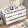 9 Drawer Dresser for Bedroom with Charging Station, 63" Modern Large Wood Chest of Drawers Handle Free, Black/White